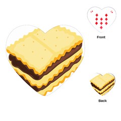 Sandwich Biscuit Chocolate Bread Playing Cards (heart)  by Mariart