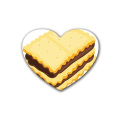 Sandwich Biscuit Chocolate Bread Heart Coaster (4 Pack)  by Mariart