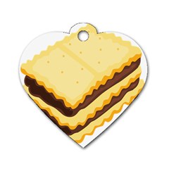 Sandwich Biscuit Chocolate Bread Dog Tag Heart (one Side) by Mariart