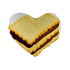 Sandwich Biscuit Chocolate Bread Standard 16  Premium Heart Shape Cushions by Mariart