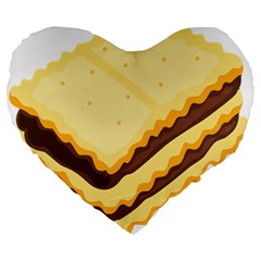 Sandwich Biscuit Chocolate Bread Large 19  Premium Heart Shape Cushions by Mariart