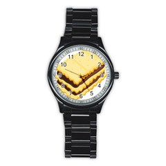 Sandwich Biscuit Chocolate Bread Stainless Steel Round Watch by Mariart