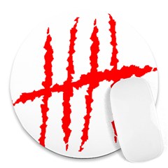 Scratches Claw Red White H Round Mousepads by Mariart