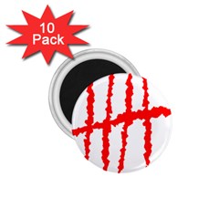 Scratches Claw Red White H 1 75  Magnets (10 Pack)  by Mariart