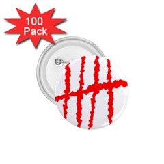 Scratches Claw Red White H 1 75  Buttons (100 Pack) 