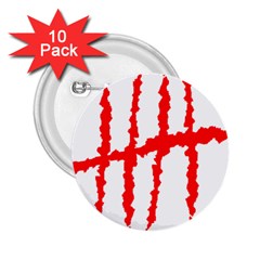 Scratches Claw Red White H 2 25  Buttons (10 Pack) 