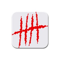 Scratches Claw Red White H Rubber Square Coaster (4 Pack) 