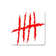 Scratches Claw Red White H Square Magnet by Mariart