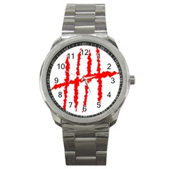 Scratches Claw Red White H Sport Metal Watch by Mariart