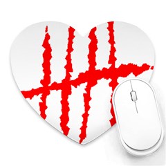 Scratches Claw Red White H Heart Mousepads by Mariart