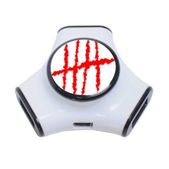 Scratches Claw Red White H 3-port Usb Hub by Mariart