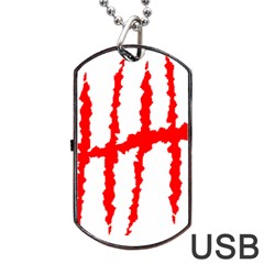 Scratches Claw Red White H Dog Tag Usb Flash (two Sides) by Mariart