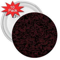 Random Red Black 3  Buttons (10 Pack)  by Mariart