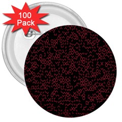 Random Red Black 3  Buttons (100 Pack)  by Mariart