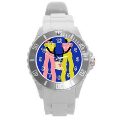 Shake Hands Round Plastic Sport Watch (l) by Mariart