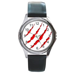 Scratches Claw Red White Round Metal Watch by Mariart