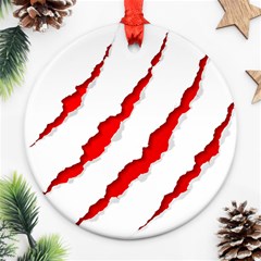 Scratches Claw Red White Ornament (round) by Mariart