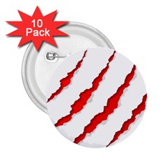 Scratches Claw Red White 2 25  Buttons (10 Pack)  by Mariart