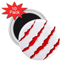 Scratches Claw Red White 2 25  Magnets (10 Pack)  by Mariart