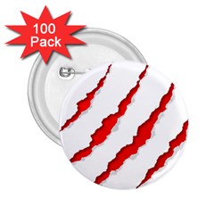 Scratches Claw Red White 2 25  Buttons (100 Pack)  by Mariart