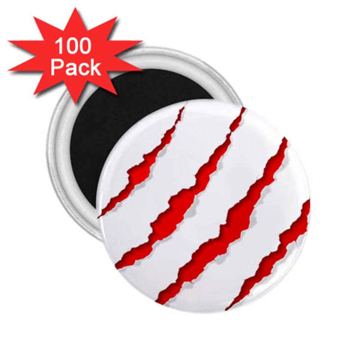 Scratches Claw Red White 2.25  Magnets (100 pack) 