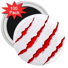 Scratches Claw Red White 3  Magnets (100 Pack) by Mariart