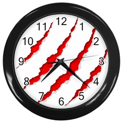 Scratches Claw Red White Wall Clocks (black)