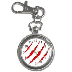 Scratches Claw Red White Key Chain Watches by Mariart