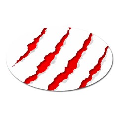 Scratches Claw Red White Oval Magnet by Mariart