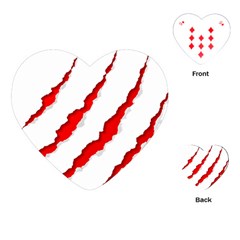 Scratches Claw Red White Playing Cards (heart)  by Mariart