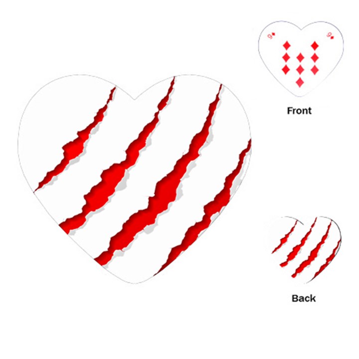 Scratches Claw Red White Playing Cards (Heart) 