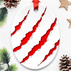 Scratches Claw Red White Oval Ornament (two Sides) by Mariart