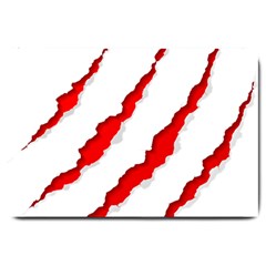 Scratches Claw Red White Large Doormat  by Mariart