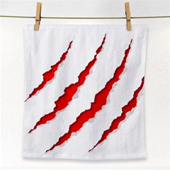 Scratches Claw Red White Face Towel by Mariart