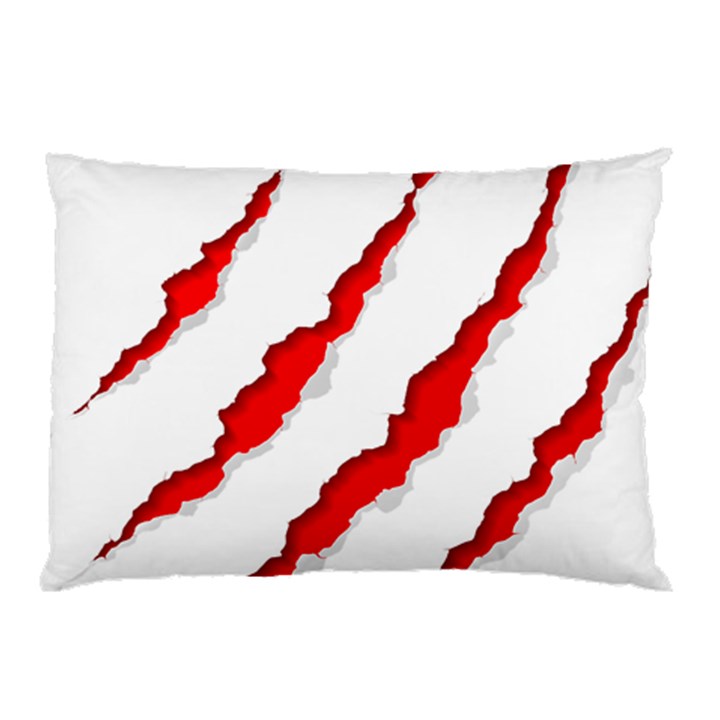 Scratches Claw Red White Pillow Case