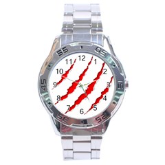 Scratches Claw Red White Stainless Steel Analogue Watch by Mariart