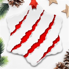 Scratches Claw Red White Ornament (snowflake) by Mariart