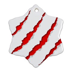 Scratches Claw Red White Snowflake Ornament (two Sides) by Mariart