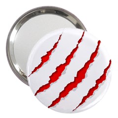 Scratches Claw Red White 3  Handbag Mirrors by Mariart