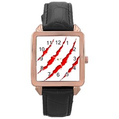 Scratches Claw Red White Rose Gold Leather Watch  by Mariart