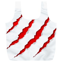 Scratches Claw Red White Full Print Recycle Bags (l)  by Mariart