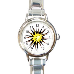 Spot Star Yellow Black White Round Italian Charm Watch by Mariart