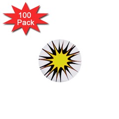 Spot Star Yellow Black White 1  Mini Buttons (100 Pack)  by Mariart