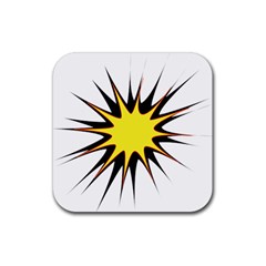 Spot Star Yellow Black White Rubber Coaster (square)  by Mariart