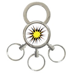 Spot Star Yellow Black White 3-ring Key Chains by Mariart