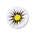 Spot Star Yellow Black White Rubber Coaster (Round)  Front