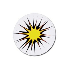 Spot Star Yellow Black White Rubber Round Coaster (4 Pack)  by Mariart