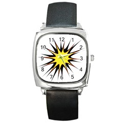 Spot Star Yellow Black White Square Metal Watch by Mariart