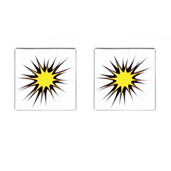 Spot Star Yellow Black White Cufflinks (square) by Mariart