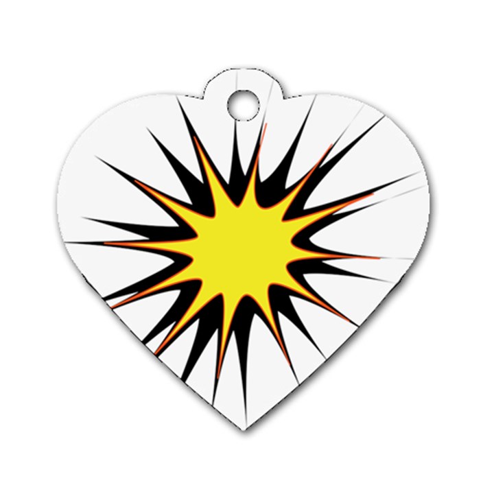 Spot Star Yellow Black White Dog Tag Heart (One Side)